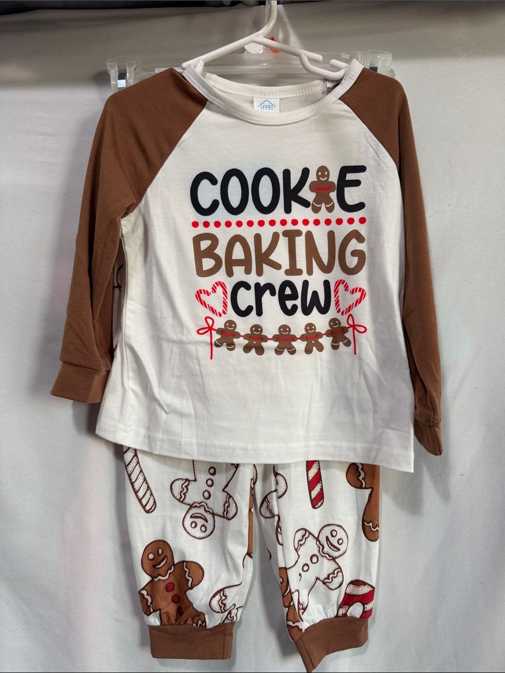 Kids "Cookie Baking Crew" Brown & White Pajama Set Xs199